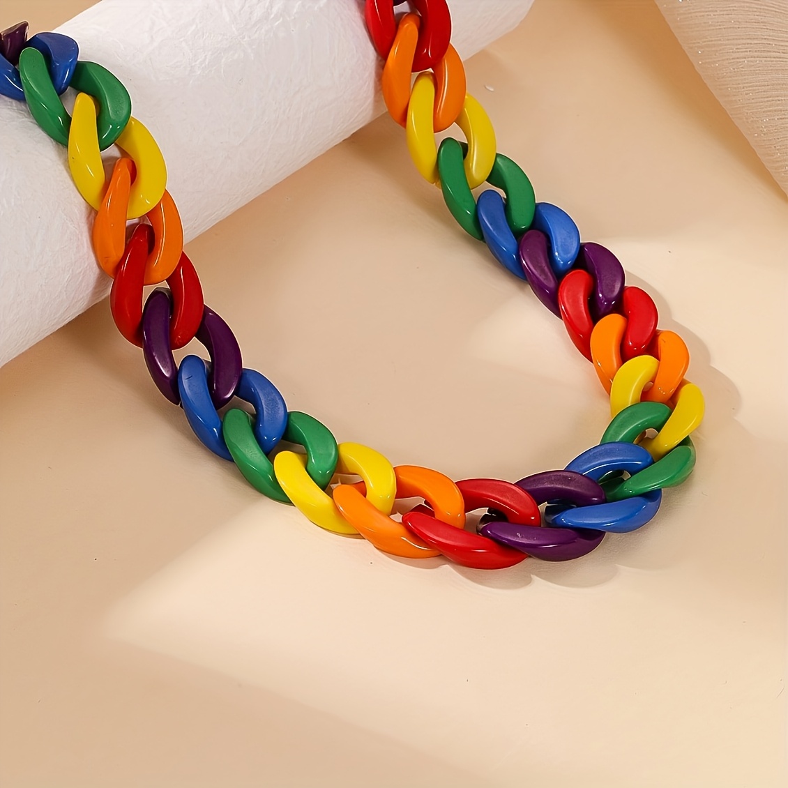 Rainbow Pride Necklace Colorful Bead Jewelry